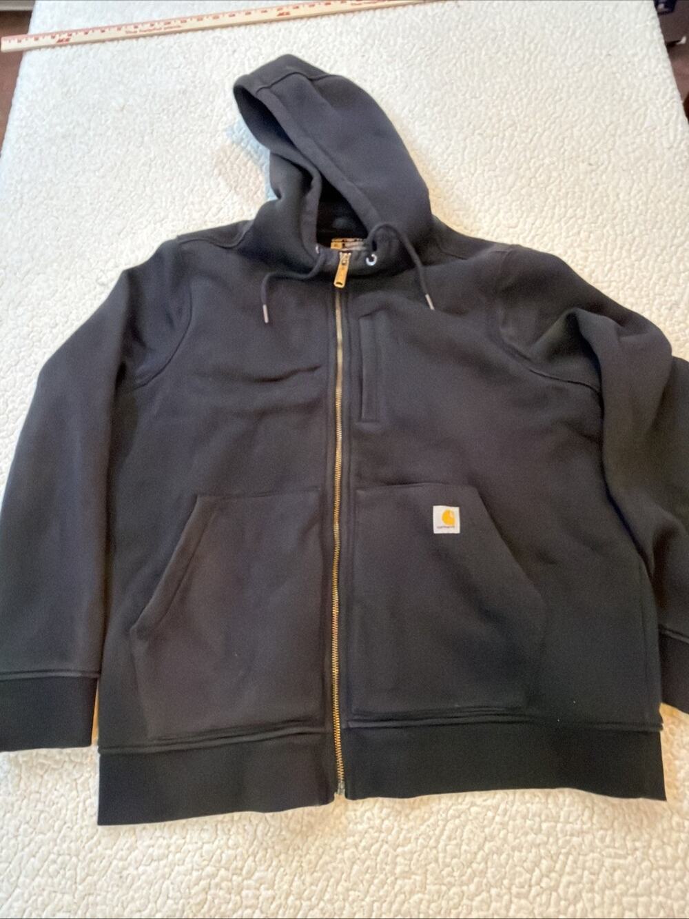 Carhartt Men’s XL Black Fleece Full Zip Hooded Hoodie Pockets Relaxed Fit